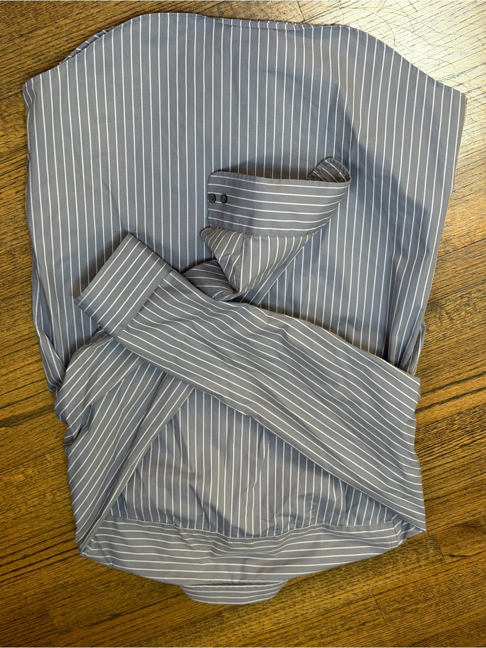 Banana Republic Slim Fit Button-Up Shirt - Light Gray with White Stripes - Picture 3 of 3